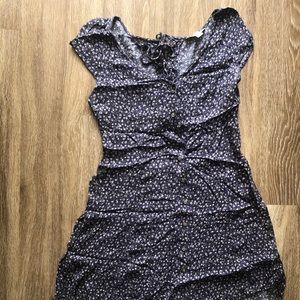 Purple/Floral patterned dress.